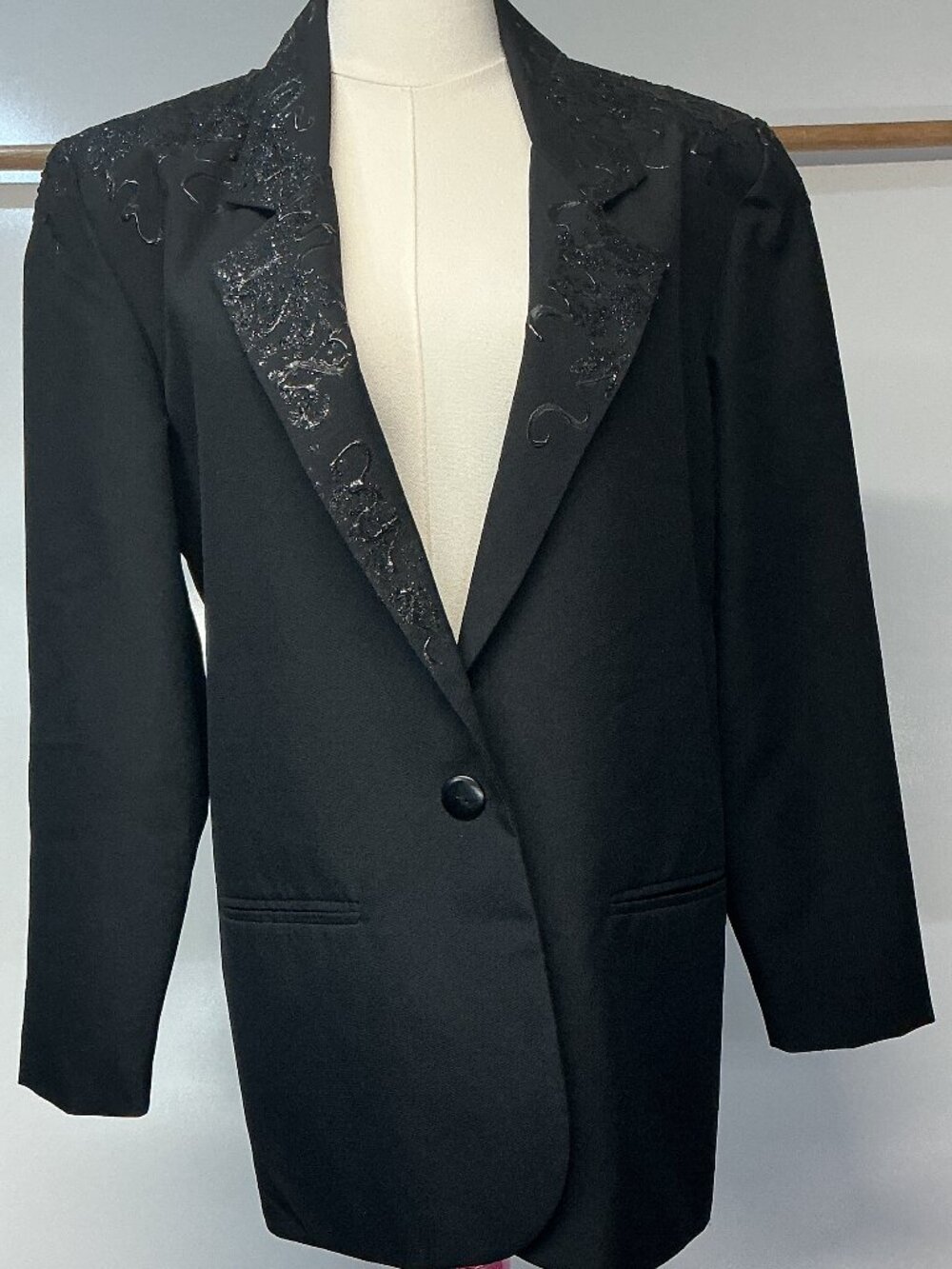 My Stuff by Belinda Barber Black Embellished Sequin Blazer Jacket Size 4